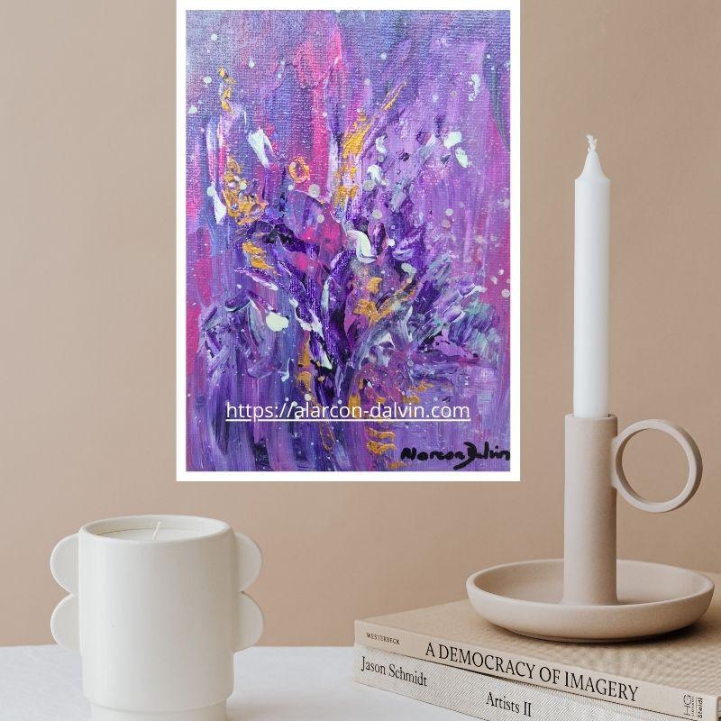 Tableau abstrait moderne violet décoration intérieure Tableau abstrait moderne violet pour décoration intérieure réalisé par l’artiste peintre Alarcon Dalvin