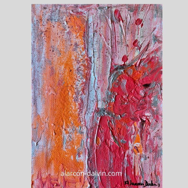 Tableau Abstrait Orange Et Sarcelle – Impression Toile Encadrée – Art Contemporain