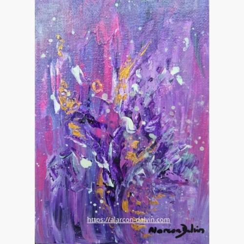 Petit tableau abstrait aux nuances de violet, mauve et rose, peinture moderne sur toile, idéal pour décoration intérieure Petit tableau abstrait aux nuances de violet, mauve et rose, peinture moderne sur toile, idéal pour décoration intérieure artiste peintre contemporain Alarcon Dalvin
