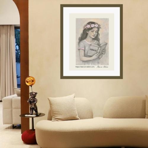 Tableau figuratif représentant un portrait de femme, peinture moderne idéale pour la décoration d’un salon contemporain. artiste Peintre Alarcon Dalvin