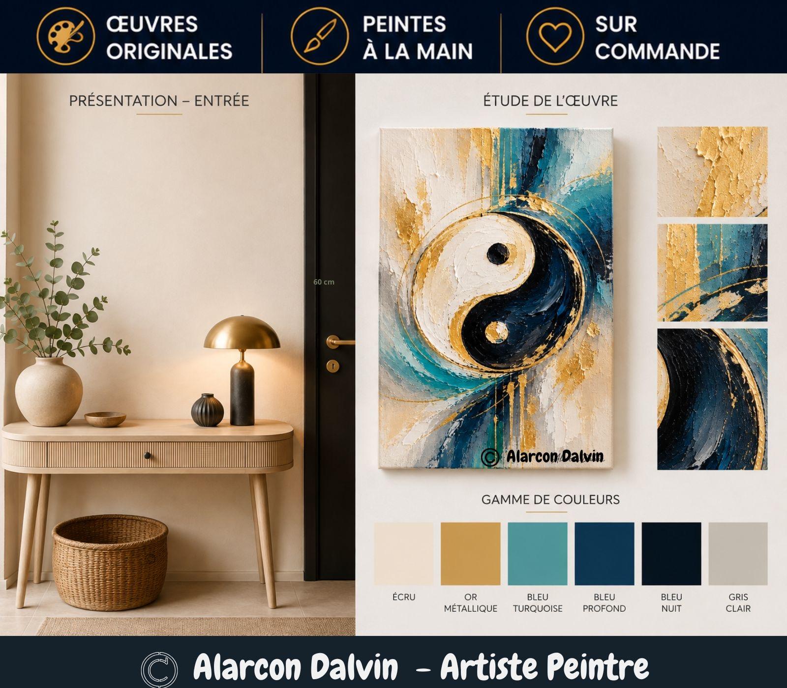 Tableau sur commande peint à la main, étude et choix des couleurs pour une œuvre personnalisée artiste peintre Alarcon Dalvin