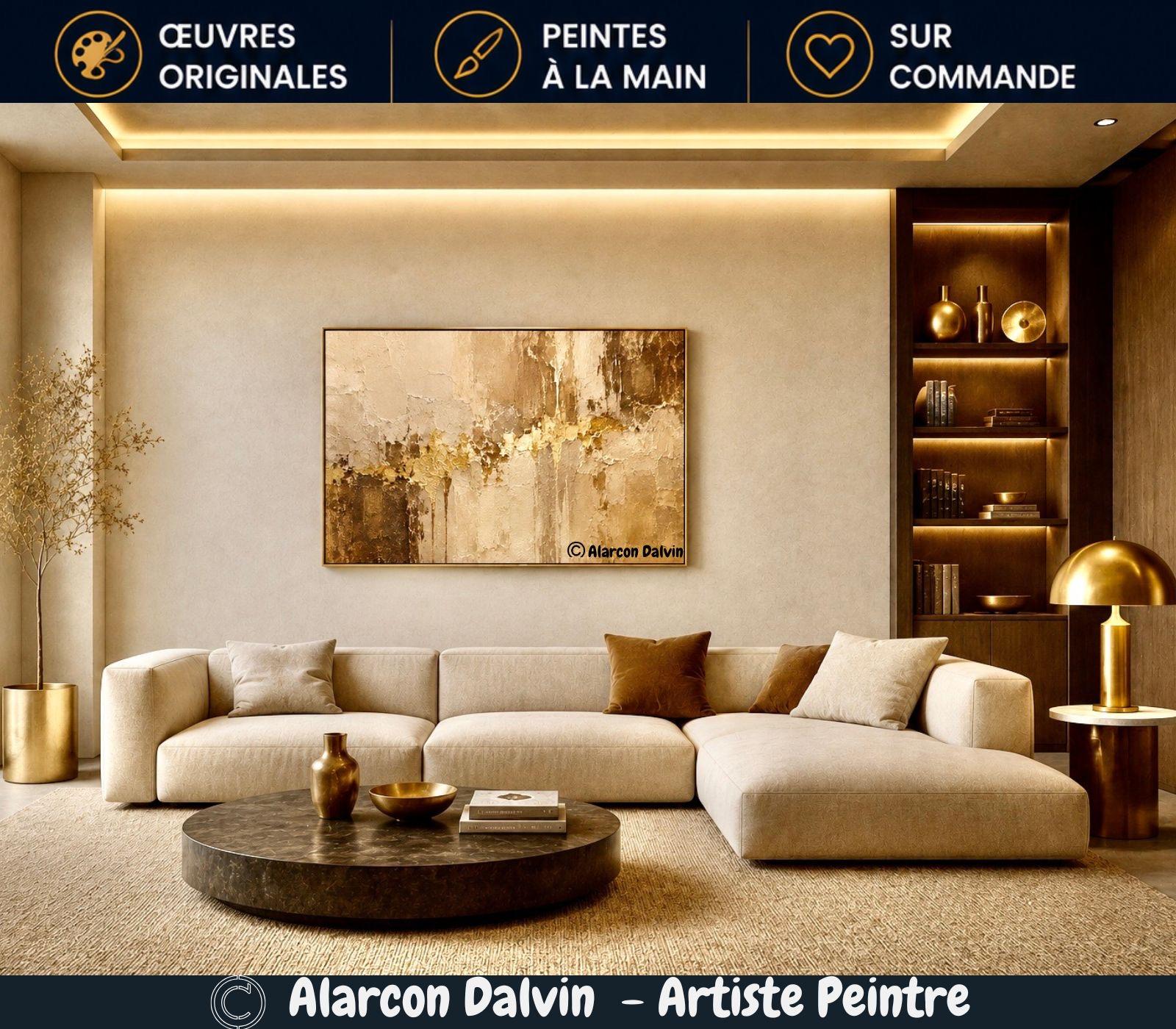 Tableau peint à la main sur commande, œuvre personnalisée pour salon artiste peintre Alarcon Dalvin
