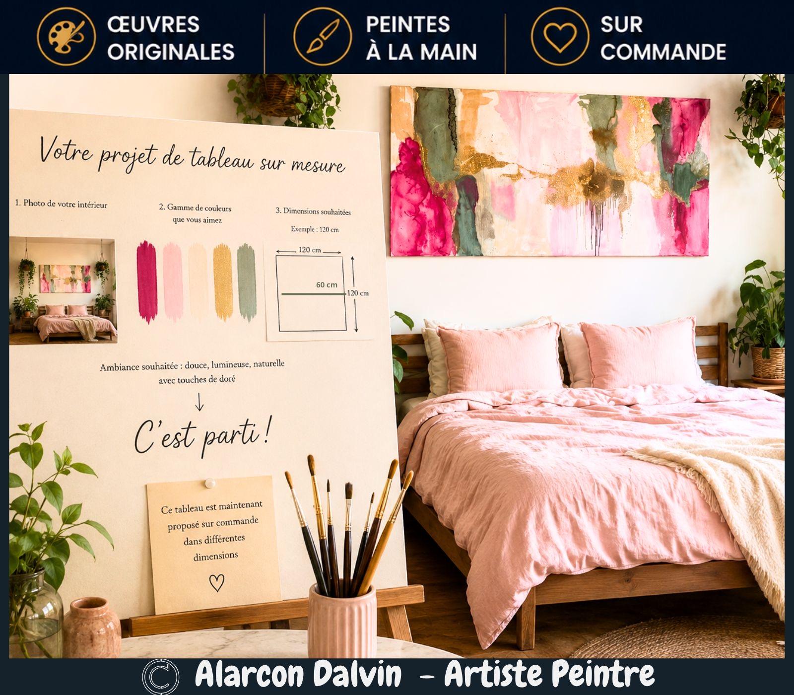 Peinture abstraite peinte à la main pour une chambre, disponible sur commande par Alarcon DalvinTableau abstrait peint à la main par Alarcon Dalvin, conçu pour une chambre et disponible sur commande en différentes tailles dans la galerie d’art en ligne.