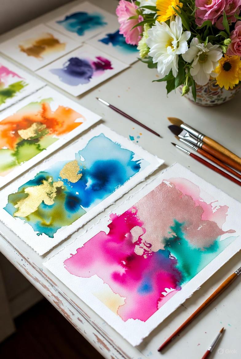 Tableau sur commande oeuvre d'art contemporain palette de couleurs proposée par l'artiste pour choix des couleurs client