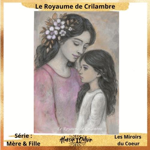 Peinture figurative contemporaine représentant une mère et son enfant, œuvre originale réalisée à l’encre et à l’acrylique sur papier.