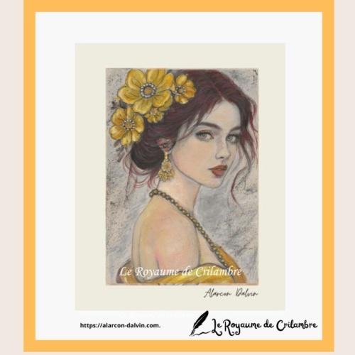 Peinture figurative visage de femme Œuvre peinte à la main Nyrvala par Alarcon Dalvin – Tableau sur papier