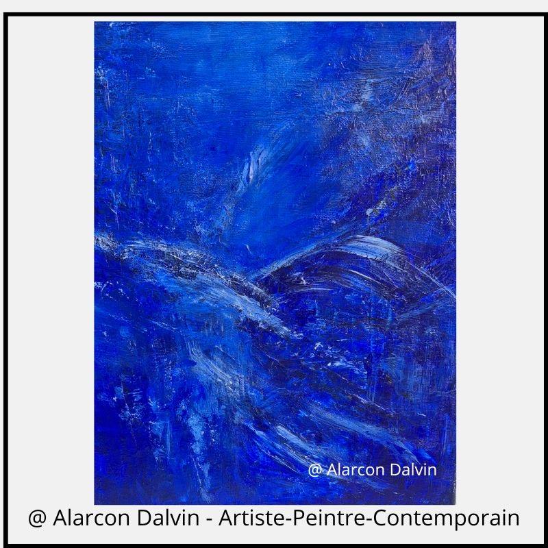 tableau-abstrait-bleu-klein-toile-2 tableau bleu Klein abstrait moderne toile contemporaine peinture artistique artiste peintre contemporain artiste peintre Alarcon Dalvin