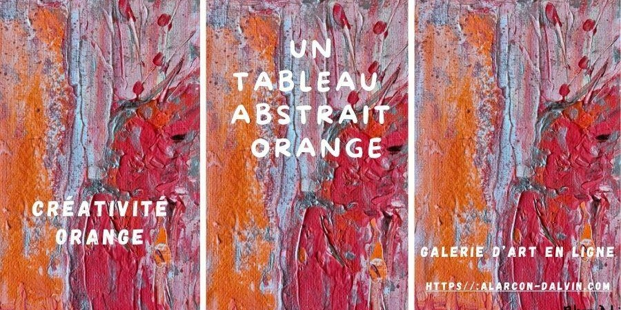 Tableau abstrait orange moderne peint à l'acrylique au couteau, petit format vertical pour embellir un espace de vie