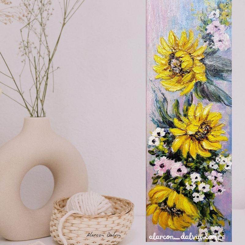 Tableau tournesols ambiance moderne et minimaliste