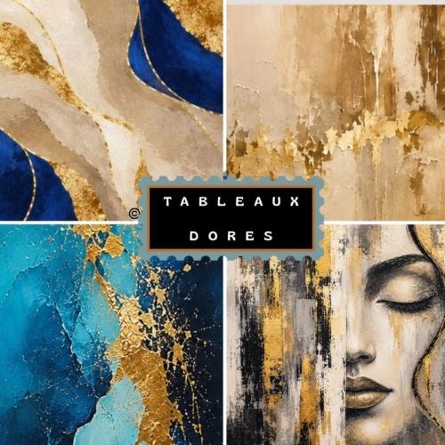 Tableau abstrait doré et or : vente de peintures uniques